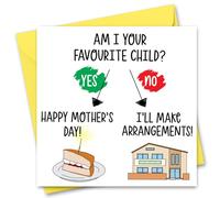 Mothers Day Card Funny Mother's Day Cards For Mum Joke Mothers Day Card's From Son or Daughter Favourite Child