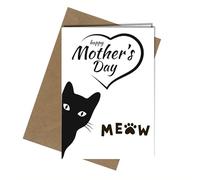 MOTHER'S DAY CARD - HAPPY MOTHERS DAY BLACK CAT MEOW - A5 GREETING CARD