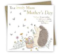 Mother's Day Card. Hedgehog Design. Eco-Friendly. 4pp 150x150mm Size. Gold Foil text. Mothers Day Card with Envelope. Verse Inside. Printed and Packed in UK.