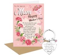 Mother's Day Card, Soft Pink Carnation Card with Heart Keychain, Forever Need You, Thoughtful Gift for Mom, Warm Sweet Mother's Day Present