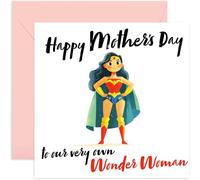 Mothers Day Cards for Mum, Wonder Woman Design, Cute and Fun Gift for Her, From Young Child, Adult, Son, Daughter - Blank Inside with Envelope