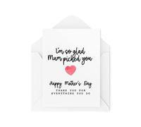 Mother's Day Cards - I'm So Glad Mum Picked You - Best Stepmum - Mother's Day - Dad's Partner - Bonus Mum - Thank You - Lesbian Mum CBH1636