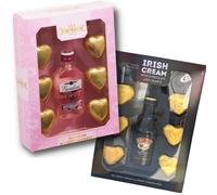 Mothers Day Chocolates Mini Baileys Pink Gin Gift Set Love Heart Chocolat