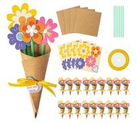 Mothers Day Crafts for Children, Creative Flower Craft Kit with 24 Handmade Flowers, DIY Art Projects for Kids to Make Your Own Mothers Day Card, Ideal for Classroom Activities and Family Bonding