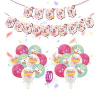 Mothers Day Decorations-18 Pcs Mothers Day Balloons,Happy Mothers Day Banner-Best Mum Ever Pink White Green Latex Balloons,Mothers Day Bunting from Daughter Son for Mum Grandma Birthday Party Supplies