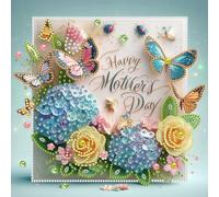 Mother's Day Diamond Art Kits for Adults, 5D Special Shape Diamond Art Partial Drill Crystal Rhinestone Gem Art, DIY Diamond Art Paintings Gift for Mom, 12x12in(Flower Butterfly Mother Day)