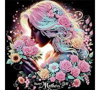 Mother's Day Diamond Art Kits for Adults, 5D Special Shape Diamond Art Partial Drill Crystal Rhinestone Gem Art, DIY Diamond Art Paintings Gift for Mom, 12x12in(Happy Mothers Day)