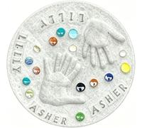 Mother's Day DIY Handprint Gift Kit,Large DIY Handprint Stepping Stone Kit,Indoor Outdoor Family Keepsake Craft Gift,Includes 1 Mod, 26 Letter Stamps & Colored Stones (12in)