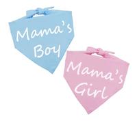 Mothers Day Dog Bandana 2 Pack Mom’s Boy & Girl Gender Reveal Pets Bandana Reversible Triangle Dogs Scarf Photo Prop Blue and Pink