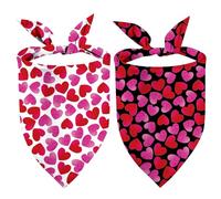 Mother's Day Dog Bandanas 2 Pack, Gradient Pink Hearts Pet Scarves for Birthday Gifts Bandanas Bulk for Small Dogs (Mother's Day, Large)