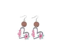 Mother's Day Earrings Charming Wooden Heart Flower Mom Earring Mother’s Day Jewelry Gift for Mom Grandmother from Daughter, S, Zinc, No Gemstone