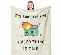 Mother's Day Emotional Support Dumpster Fire Gifts, Blanket 60x50in Gifts for Women/Men, Funny Office Gifts for Coworkers, It’s Fine I’m Fine Everything’s Fine, Dumpster Fire Ornament Soft Throw