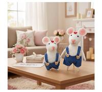 Mother's Day Felt Mouse Ornaments - Handmade Cute Mouse Figurine with Heart & Flower | Small Needle Felted Animal Decor for Tiered Tray, Shelf, Desk | Unique Romantic Gift for Mom, Wife, Girlfriend