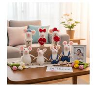 Mother's Day Felt Mouse Ornaments - Handmade Cute Mouse Figurine with Heart & Flower | Small Needle Felted Animal Decor for Tiered Tray, Shelf, Desk | Unique Romantic Gift for Mom, Wife, Girlfriend