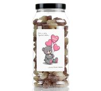Mothers Day Fizzy Cola Bottles Sweet Gift Jar by Just Treats - Personalised - Bear Hugs - J11