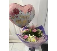Mother's Day Floral Bouquet with, Mixed Fresh Flowers in Purple and Pink yellows