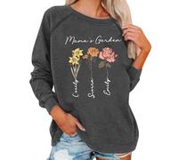 Mothers Day For For Birth Month Sweater Hot Sweatshirt for Women Baggy Long Sleeve Shirt (Dark Gray, XXL)