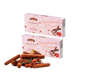 Mother's Day Gift: Baileys Chocolate Twists Strawberries & Cream, 2 × 107g - Chocolate-Dipped Wafer Biscuits with Baileys Strawberry & Cream Liqueur Filling, Premium Adult Treat