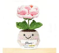 Mother's Day Gift, Handmade Crochet Gifts for Mum with Sweet Message, Remember I Love You Forever And Always, knitted Crochet Flowers for Mummy, Birthday Present for Mom from Gaugther and Son