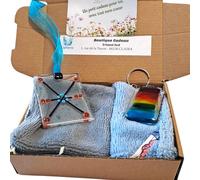 Mother's Day Gift Set - Bamboo Makeup Remover Wipes + Abstract Glass Suncatcher + Key Ring - Handmade in France - Zero Waste - Blue Grey Tones