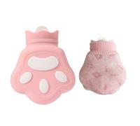 Mothers Day Gifts Cute Pink Cat-Paw Silicone Hot Water Bag with Knitted Pouch - Perfect for Warmth & Comfort