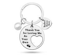 Mothers Day Gifts for Bonus Mom Stepmom Keychain from Daughter Son Second Mom Gifts New Mom to Be Keyring Stepmother Birthday Gift Christmas Thanksgiving Mothers Day Presents for Unbiological Mom