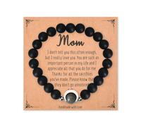Mothers Day Gifts for Mom Bracelet for Women Mama Birthday Gifts for Mother in Law Wedding Gifts for Moms Beaded Bracelets for Mommy Mother's Day Gifts from Daughter Son Black Bead Bracelets for Woman