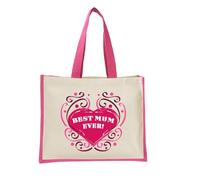 Mothers Day Gifts for Mum - Cotton Jute Shoulder Bag, Reusable Bags for Shopping, Mum Gifts, Book Bag, Travel Bag, Shopper Bags - Pick You - Pink - L