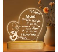 Mothers Day Gifts for Mum,Warm Acrylic Engraved Night Light for Bedroom Living Room Home Decor, Keepsake Gifts from Daughter, Son, Husband for Mother,Mum,Wife Mother Day, Birthday,Easter,Xmas