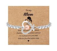 Mothers Day Gifts From Daughter Son Birthday Gifts for Mom Great Gift Best Mom Tennis Zircon Bracelet Woman Heart Charm Crystal Gift for New Mom,Granddaughter, Aunt, adjustable, Brass, zircon gemstone