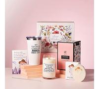 Mothers Day Gifts, Happy Birthday Mom Gifts, Gift Basket for Mom, Gift Box for Mom, Mother in Law for Mothers Day-Travel Mug, Scented Candle, Soap, Greeting Card, Socks, Bath Salt Balls, Hair Ring