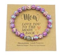 Mothers Day Gifts Mom Jewelry Gifts from Son Daughter Love You To The Moon and Back Beads Stretch Bracelets for Women Birthday Christmas Gift, One Size, Stone, no gemstone