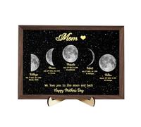 Mother's Day Gifts Personalized Moon Phase Picture Frame Custom Moon Phase Wall Decor The Day We Met Sign Mothers Day Birthday Moon Phases Gifts for Mom Grandma from Daughter Son Grandkids (Style-2)