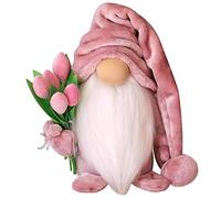 Mother's Day Gnomes Decoration, Tulip Dwarf Doll Gonk, Tabletop Plush Gnomes Handmade Dolls, Mini Gnomes Ornaments For Mother's Day Valentine Home Decor, 37x8x6cm (Pink)