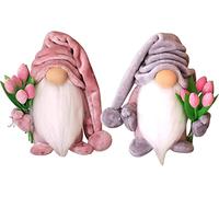 Mothers Day Gonk Decorations, Handmade Tulip Gonks Faceless Dwarf Doll Plush Toy Gonk Gnome Gifts for Him Her, Elf Figure Tabletop Ornaments for Home Farmhouse Gnomes Decoration Gifts for Mom (2pcs)