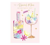 Mother's Day Greeting Card, Floral Gin Design, Gold Foil Finish, UK Made