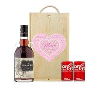Mother's Day Kraken Original Spiced Rum Gift Set with Coca-Cola in Double Wooden Box (35cl) - Mothers Day, Hamper, Mum, Hampers & Gourmet Gifts, Birthday, Mother