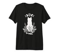 Mothers Day Magical Floral Mystical Moon Phases Boho Cat Mum Premium T-Shirt