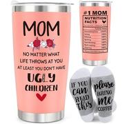 Mothers Day Mom Gifts for Mother's Day Birthday Gifts for Mom from Daughter Son, Mama Bonus Stepmom Mother in Law Funny Present, 20oz Pink Tumbler Cup and Socks Set