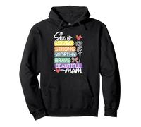 Mother's Day Mom She Is Loved Strong Worthy Beautiful Pullover Hoodie