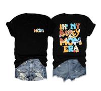 Mother's Day Mom T-Shirt In My Bluey Mom Era Tees Shirt For Women Mama Graphic Tee Tops(Black,XL)
