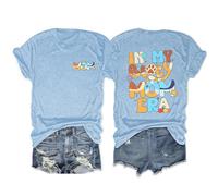 Mother's Day Mom T-Shirt In My Bluey Mom Era Tees Shirt For Women Mama Graphic Tee Tops(Blue,M)
