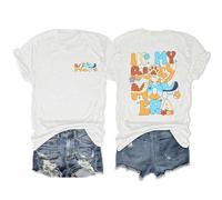 Mother's Day Mom T-Shirt In My Bluey Mom Era Tees Shirt For Women Mama Graphic Tee Tops(White,S)