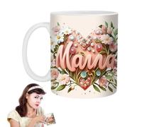 Mother's Day Mug, Ceramic Water Mug, Floral Pattern, Elegant Tea Cup for New Mothers Friend Grandma on Birthday