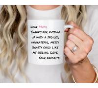 Mothers Day Mug Gifts for Mum Grandma, 330ml Funny Mum Mug Mothers Day Gifts Coffee Mug from Daughter Son Presents for Mummy Birthday - Dear Mum Funny Sarcastic Sibling Mug