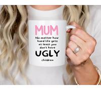 Mothers Day Mug Gifts for Mum Grandma, 330ml Funny Mum Mug Mothers Day Gifts Coffee Mug from Daughter Son Presents for Mummy Birthday Christmas Anniversary - at Least You Don't Have Ugly Children