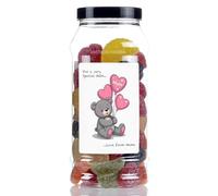 Mothers Day Natural Fruit Jellies Sweet Gift Jar by Just Treats - Personalised - Bear Hugs - J24