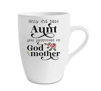 Mothers Day, Only The Best Aunt gets Promoted to Godmother Birthday, Christmas God Mom Unique Ceramic 13 oz Marrow Cup/Mug.