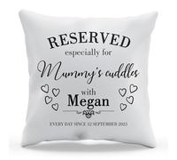 Mothers Day Personalised Cushion Cover Reserved Especially For Mummy Cuddles Gift From Son Daughter Family Memories, Cover & Pad, White