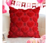 Mother's Day Pillow Covers 18x18 inch Red Heart Soft Plush Faux Fur Jacquard Throw Pillows Best MOM Ever Embroidered Pillowcase for Bedroom Sofa Holiday Festivals Home Decor